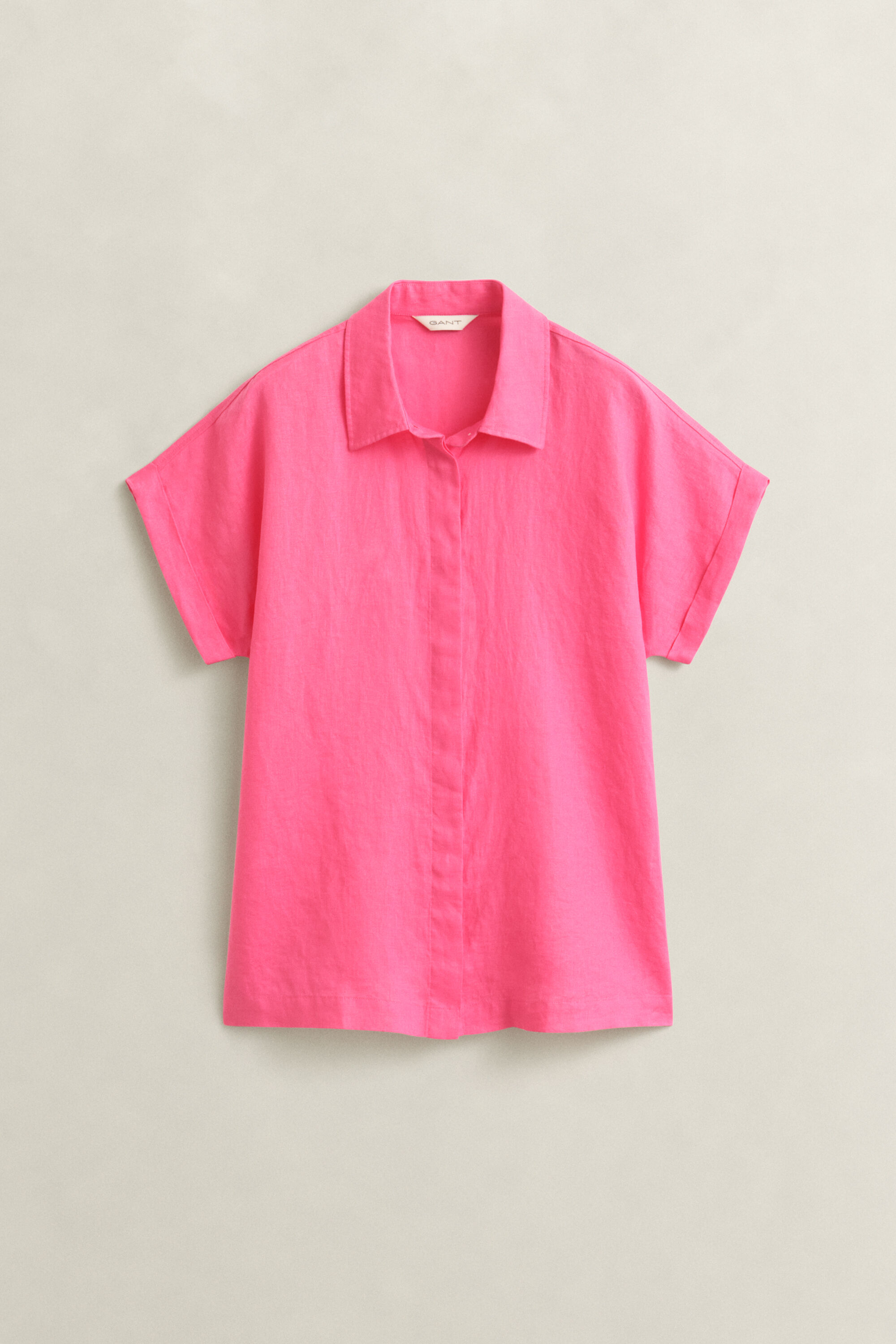 Camicia in lino con maniche a sbuffo