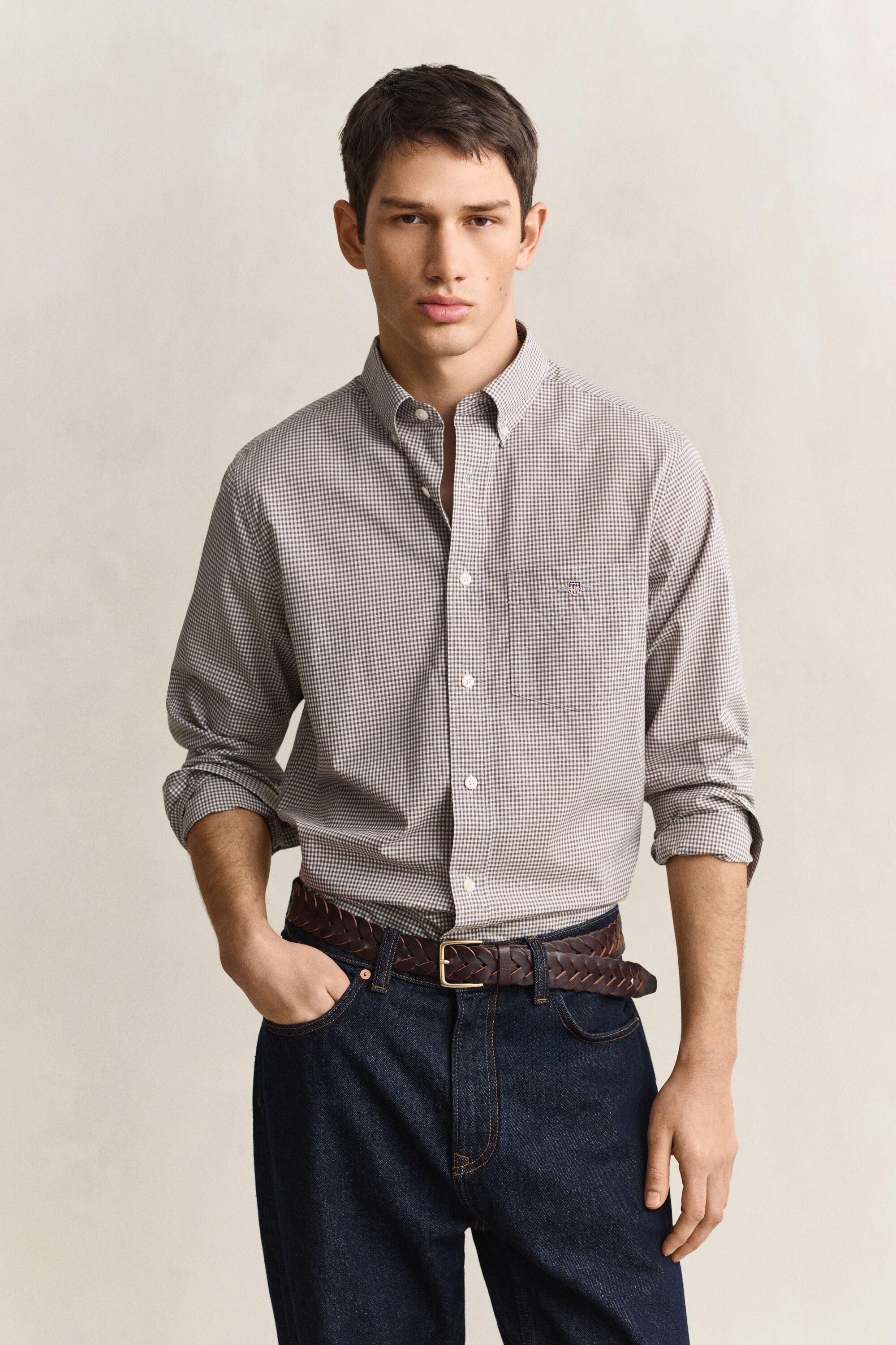 Camicia classica in popeline percalle