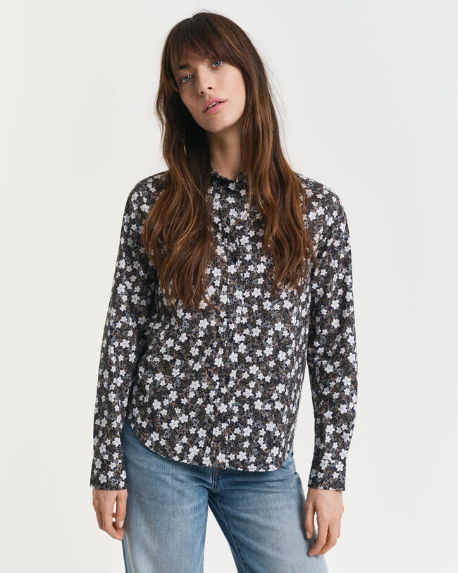 Camicia in misto cotone-voile con stampa Floral regular fit