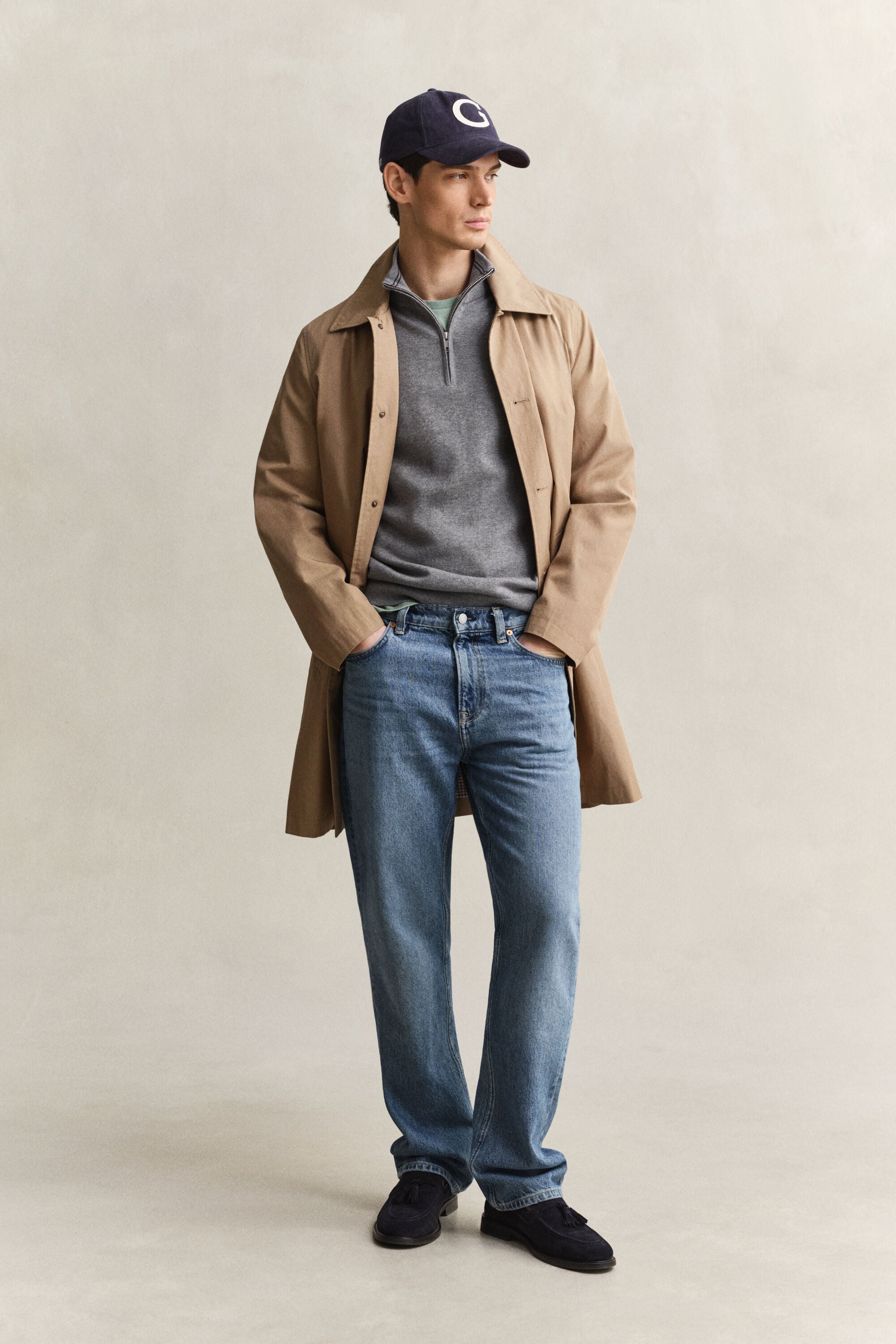 Maglia in cotone classico con zip corta