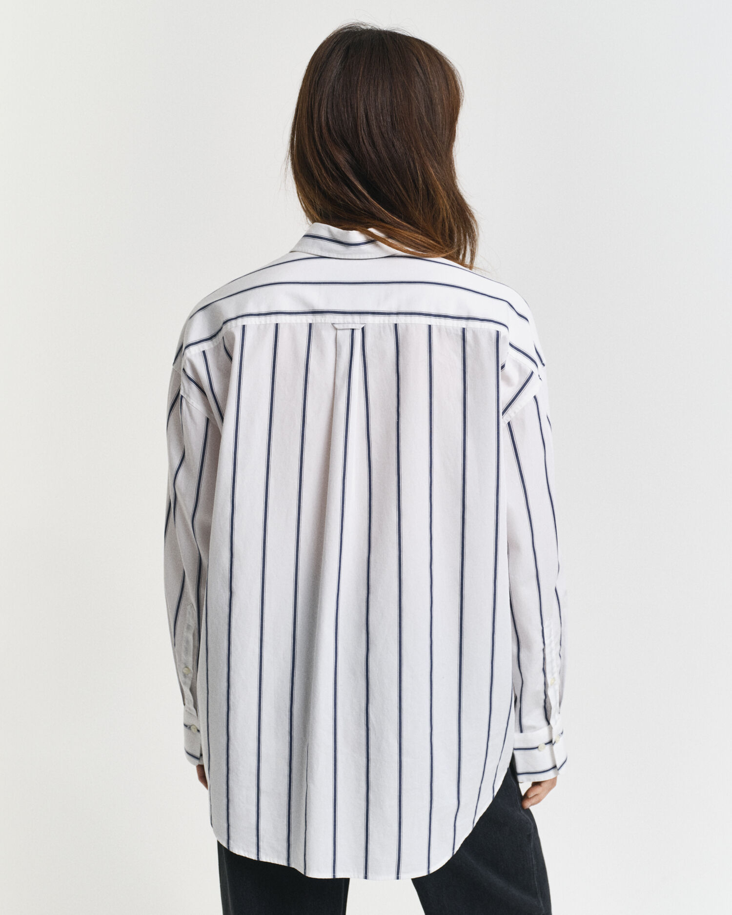 Camicia classica in popeline a righe oversize