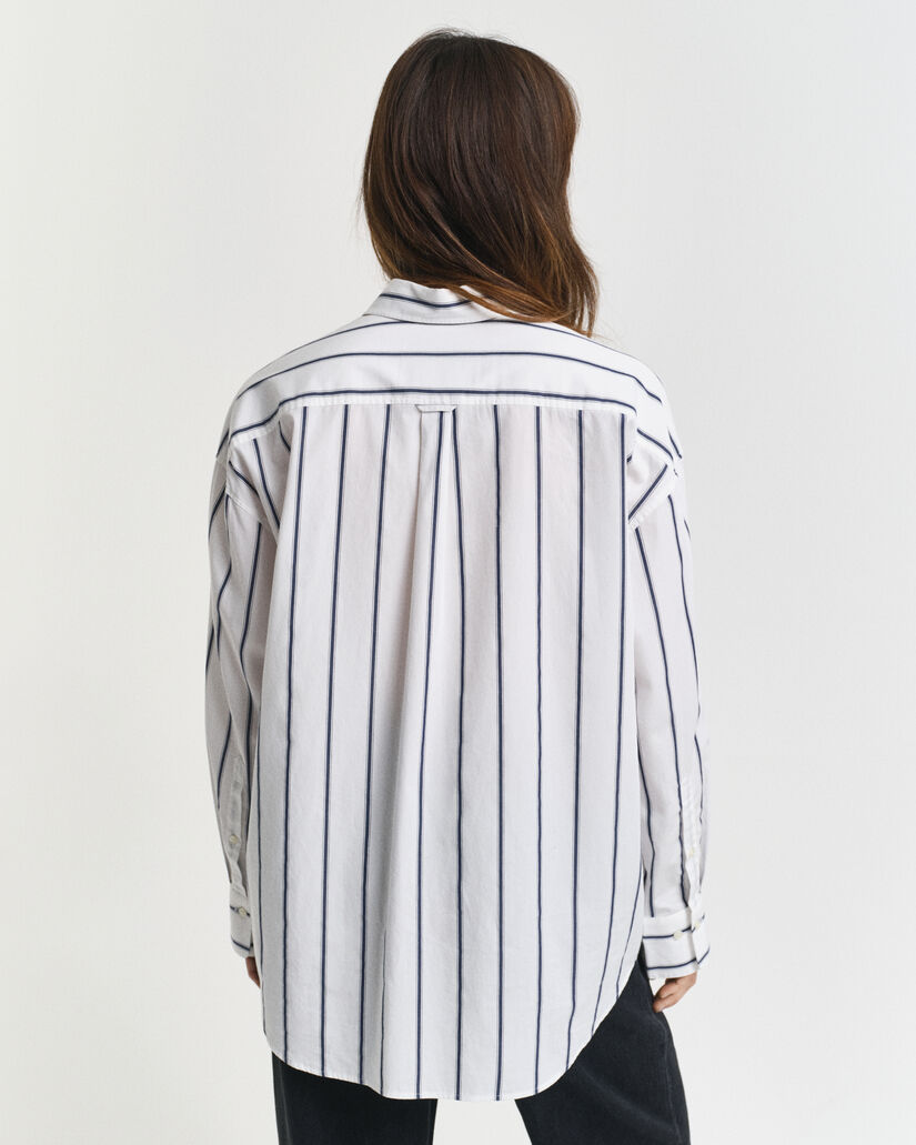 Camicia classica in popeline a righe oversize