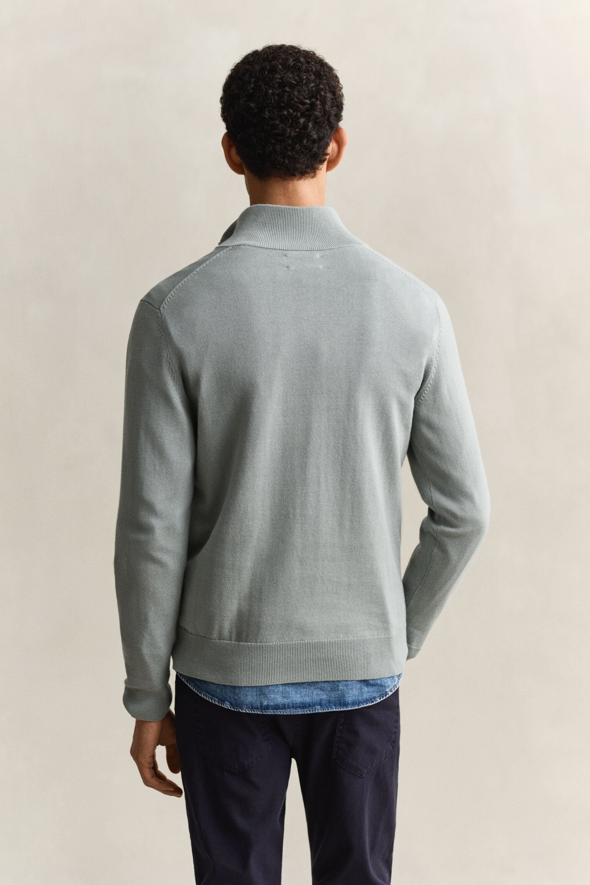 Maglia in cotone classico con zip corta