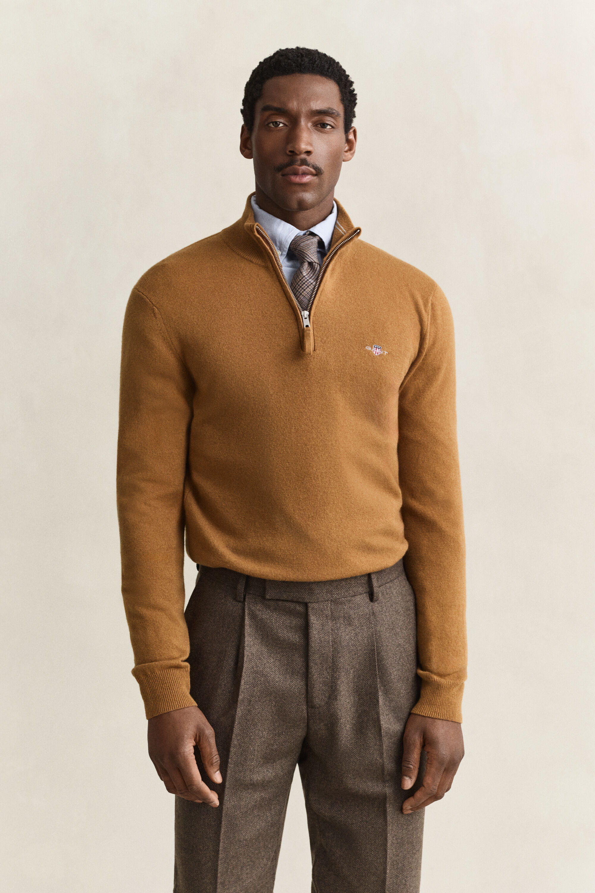 Maglia in lana d’agnello con zip corta