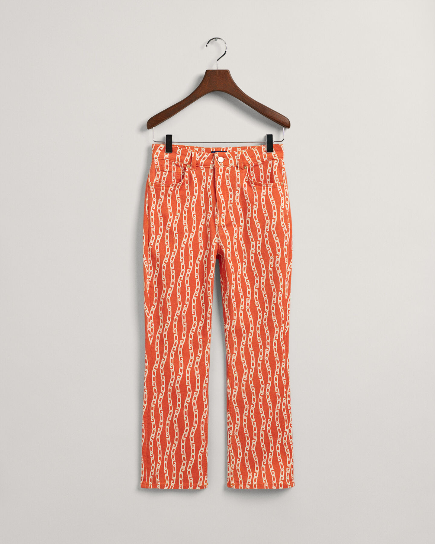 Jeans alla caviglia con stampa a catena