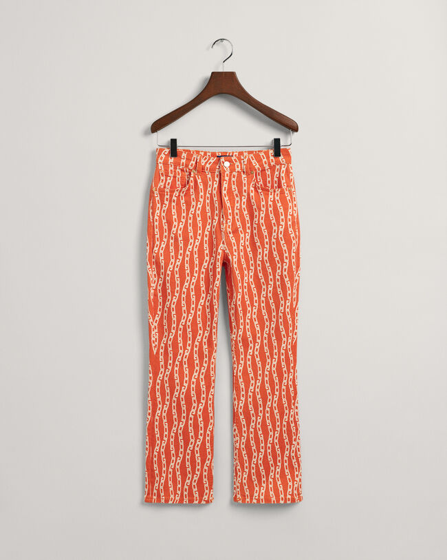 Jeans alla caviglia con stampa a catena