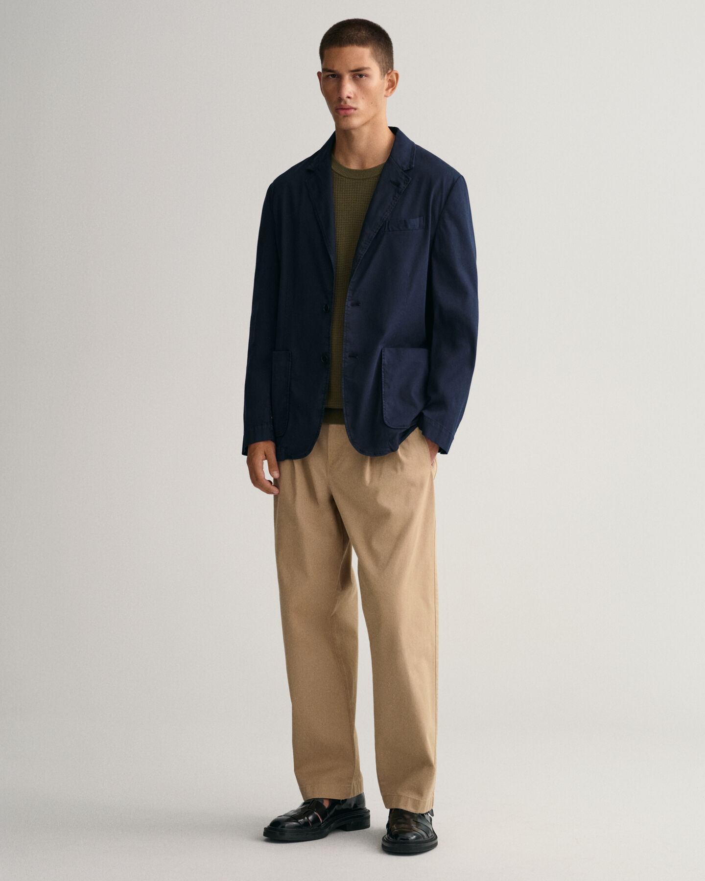 Maglia girocollo in cotone testurizzato