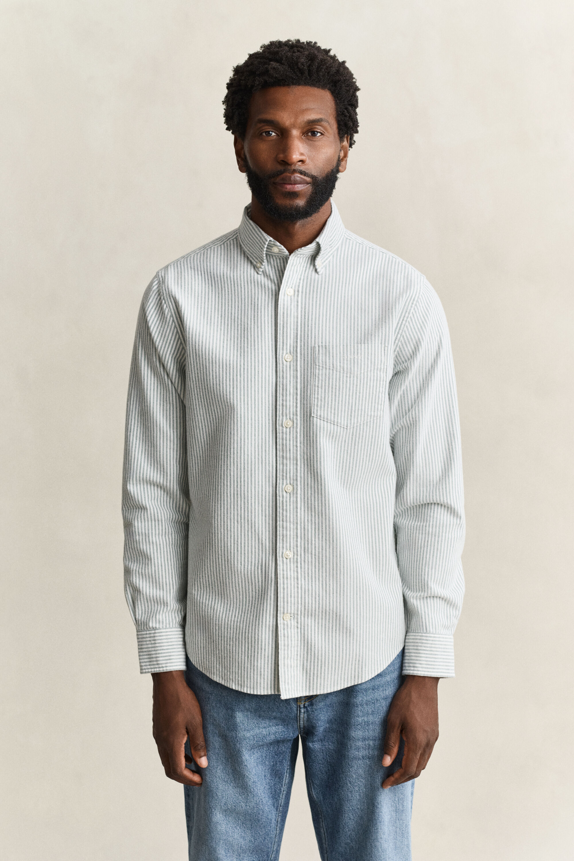 Camicia Oxford spazzolata a righe