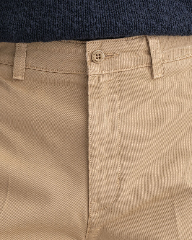 Pantaloni chino in twill di cotone gamba larga