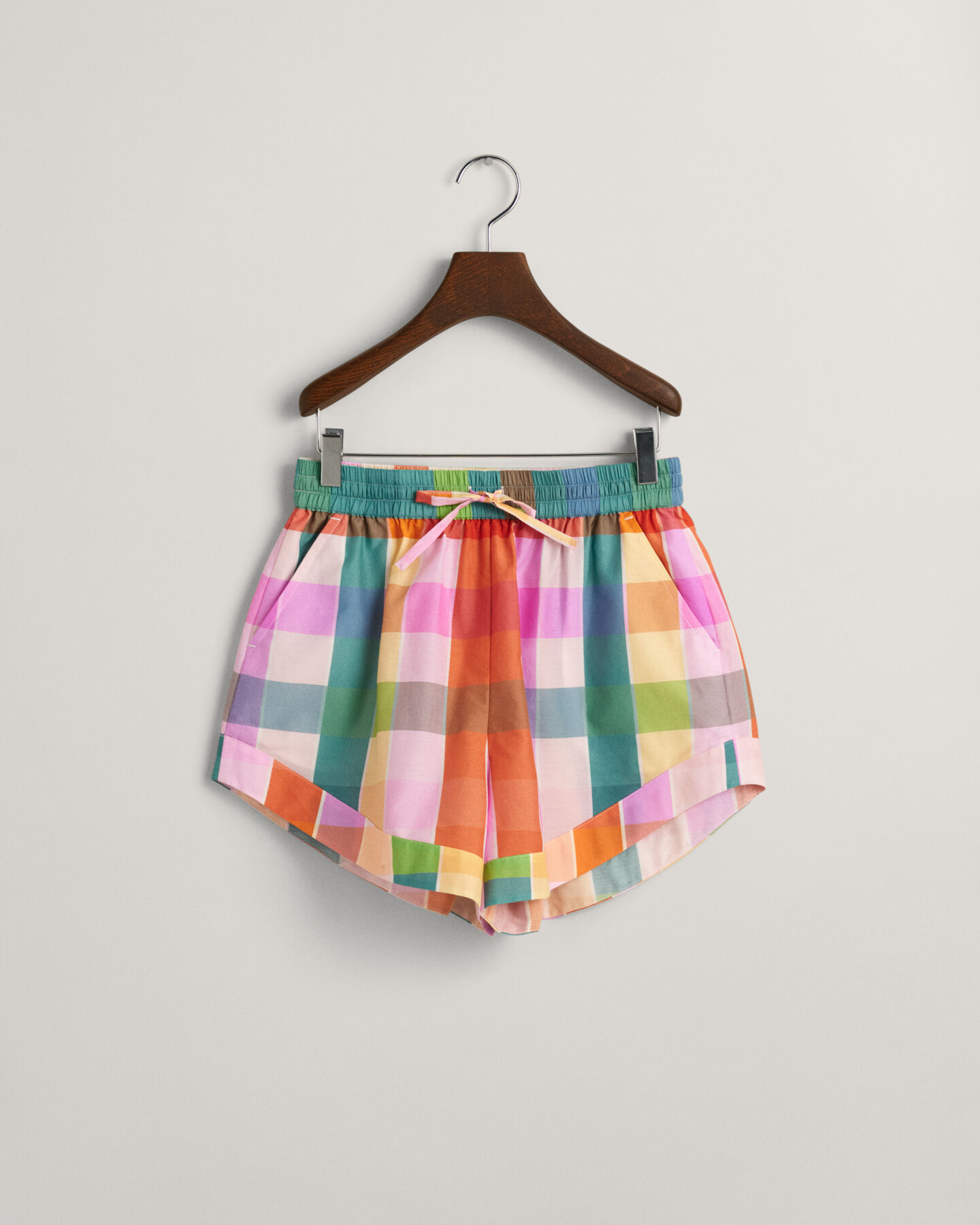 Pantaloncini in misto seta-cotone con mix di quadri