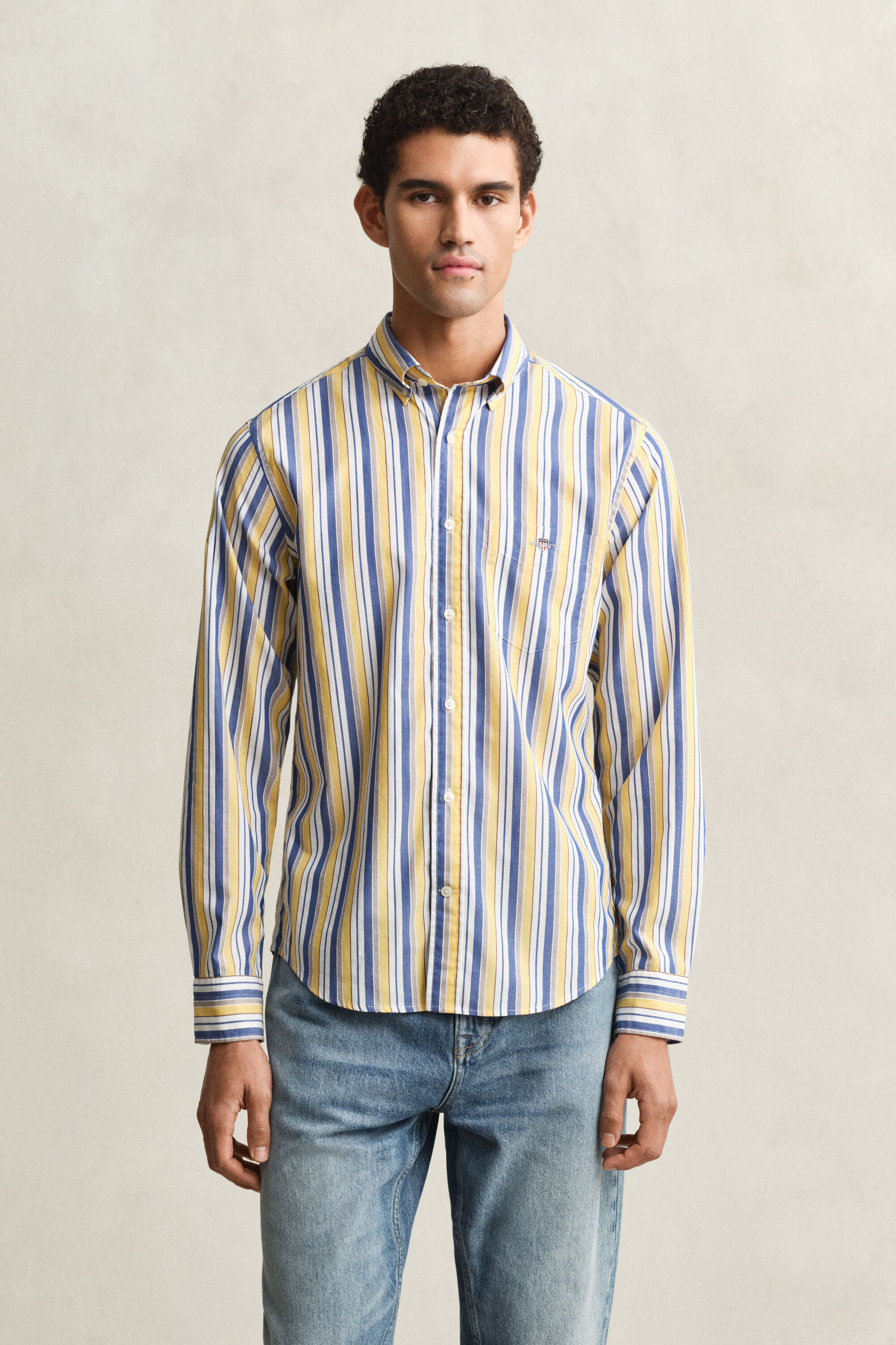 Camicia in popeline a righe regular fit