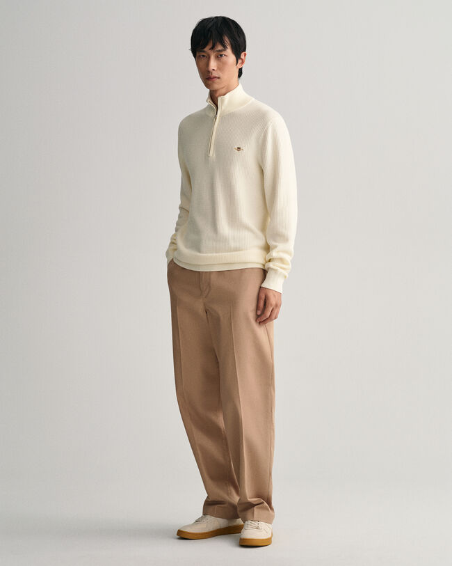 Maglia in cotone testurizzato con zip corta