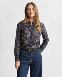Camicia in misto cotone-seta con stampa floreale regular fit