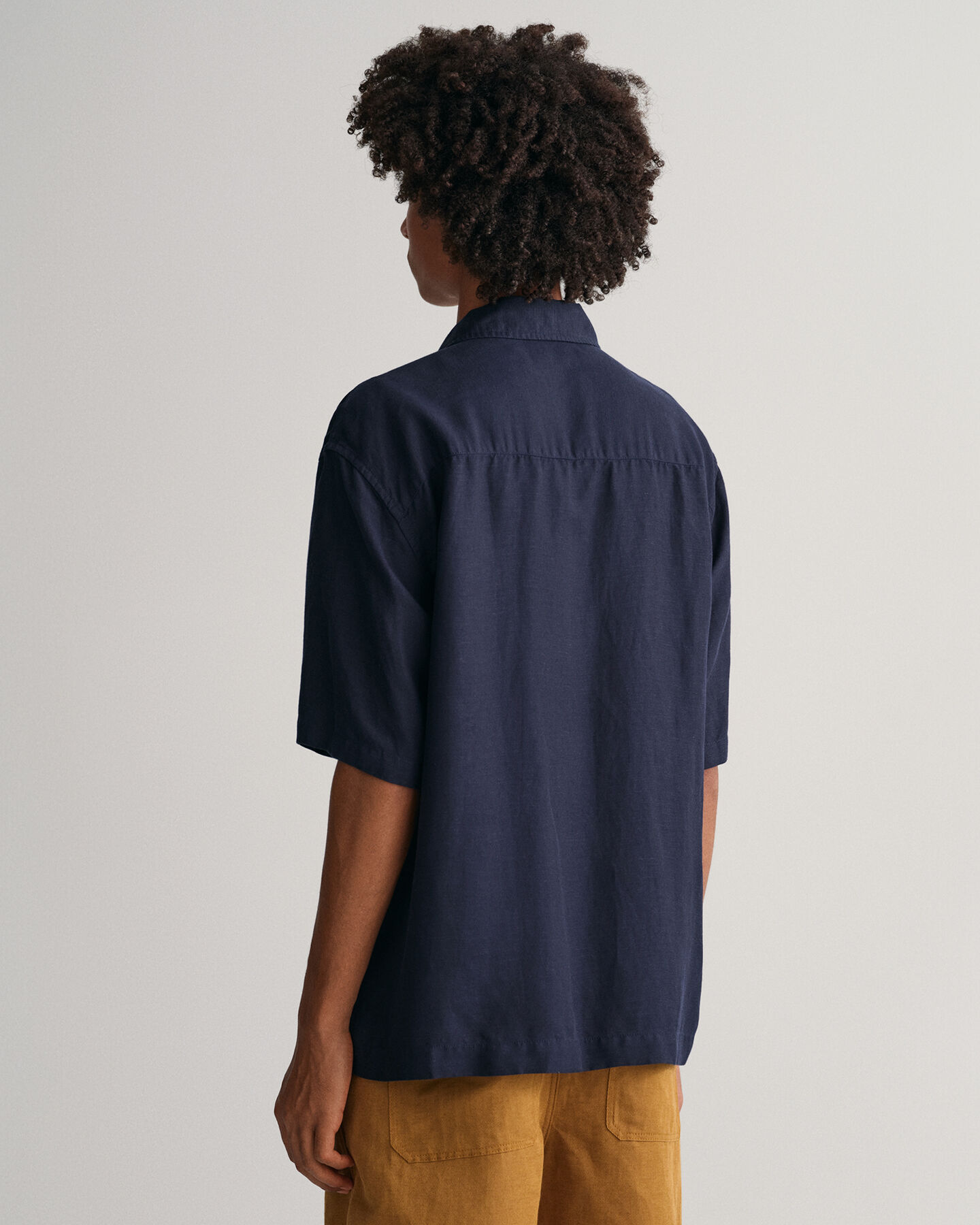 Camicia a maniche corte in lyocell di lino relaxed fit