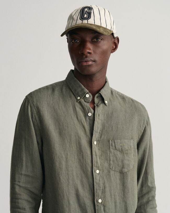 Camicia di lino tinto in capo regular fit