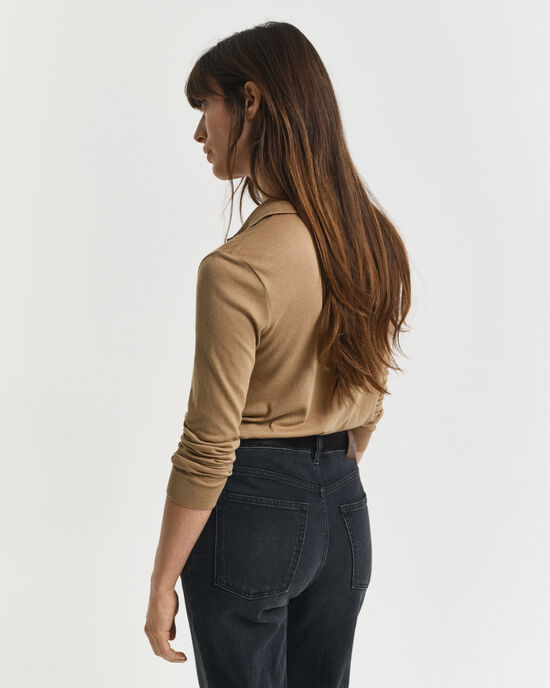 Polo a maniche lunghe con bottoni e senza cuciture