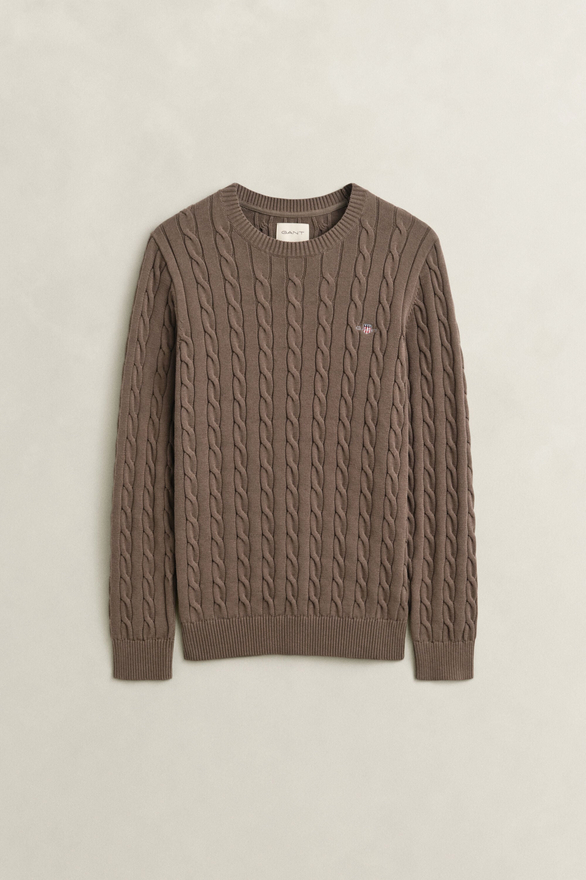Maglia girocollo in cotone a trecce