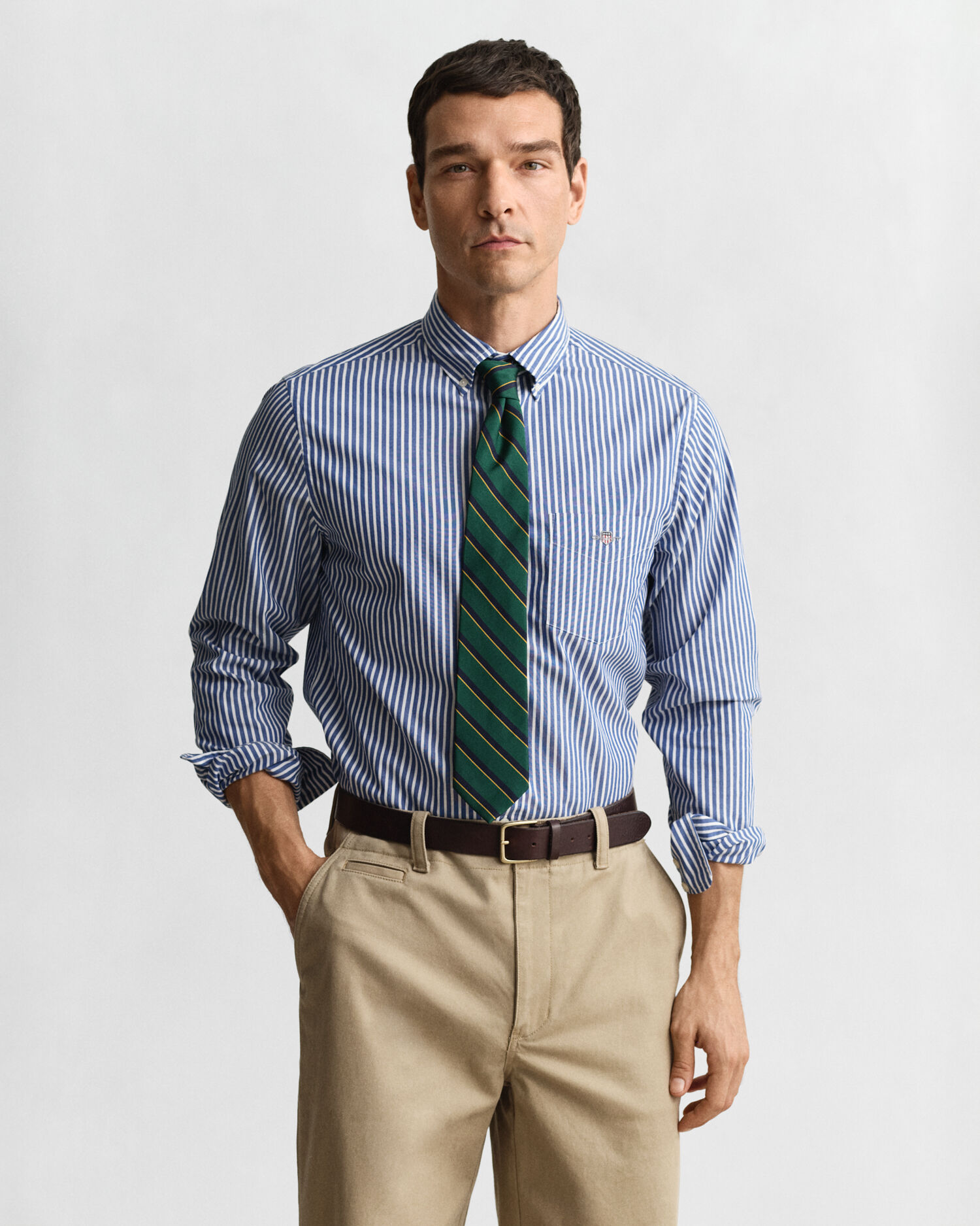Camicia classica in popeline a righe regular fit