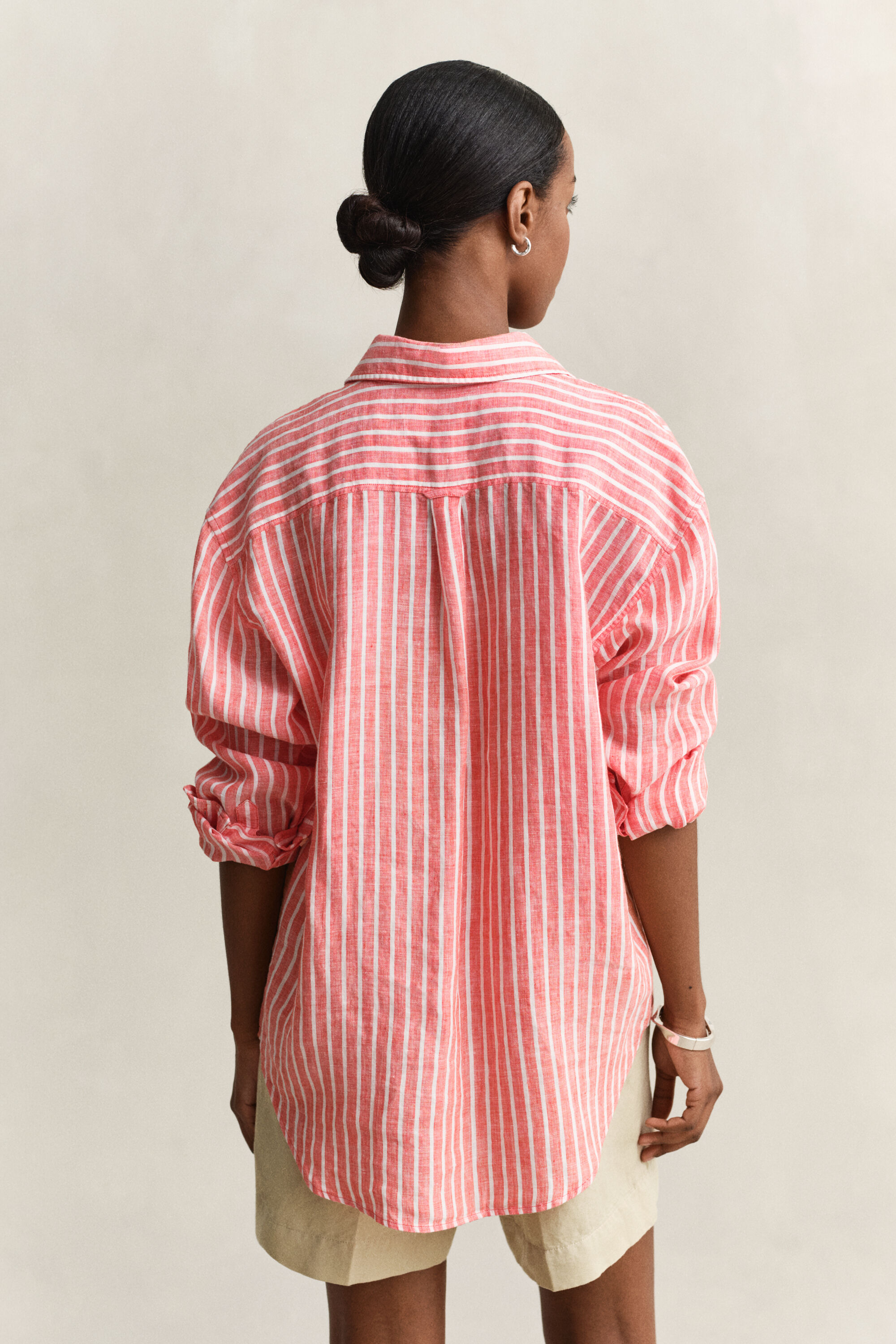 Camicia di lino a righe relaxed fit