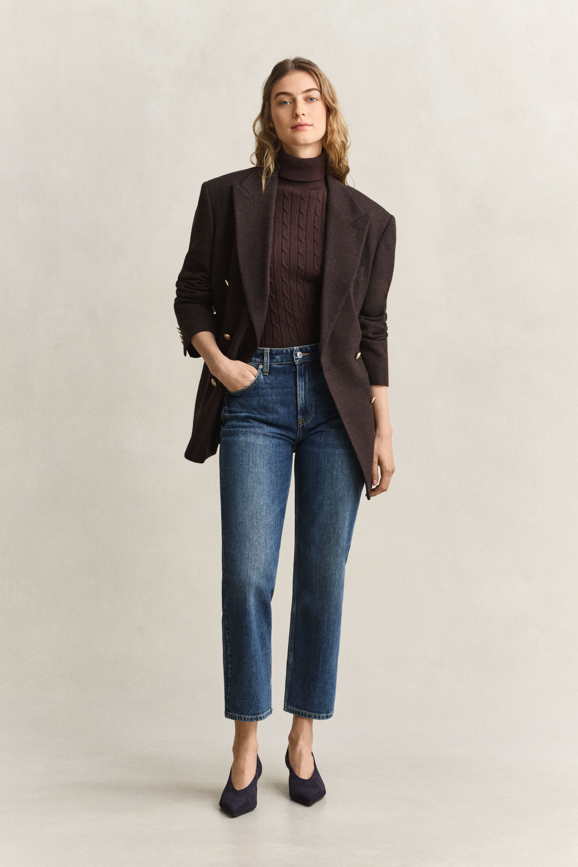 Jeans elasticizzati alla caviglia con gamba dritta