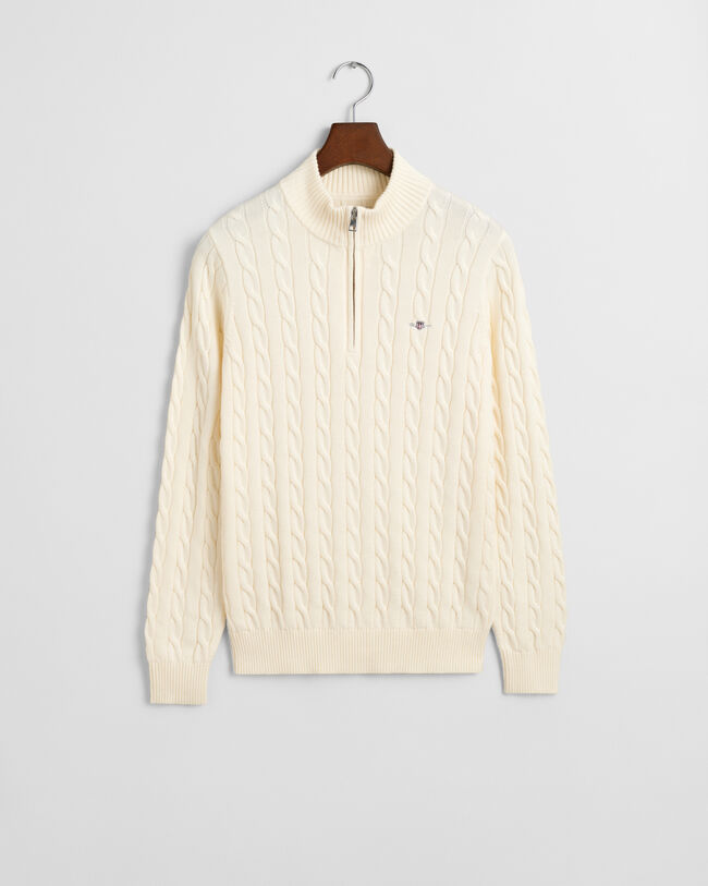 Maglia con zip corta in cotone a trecce Teens