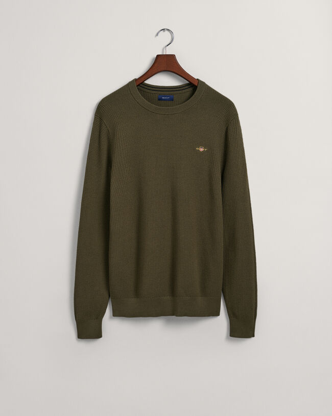 Maglia girocollo in cotone testurizzato