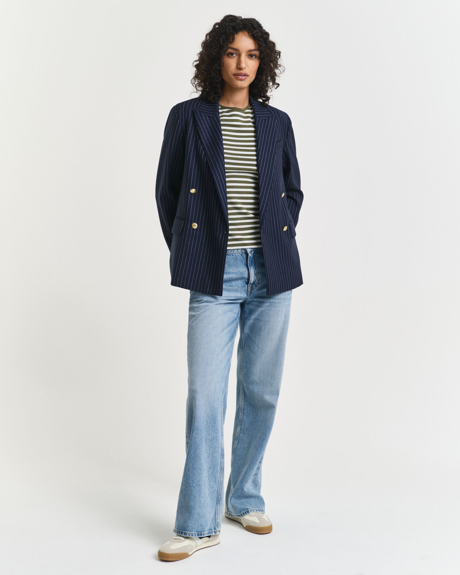 T-shirt a righe a coste