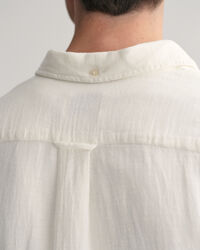 Camicia a maniche corte in misto cotone-lino testurizzato regular fit