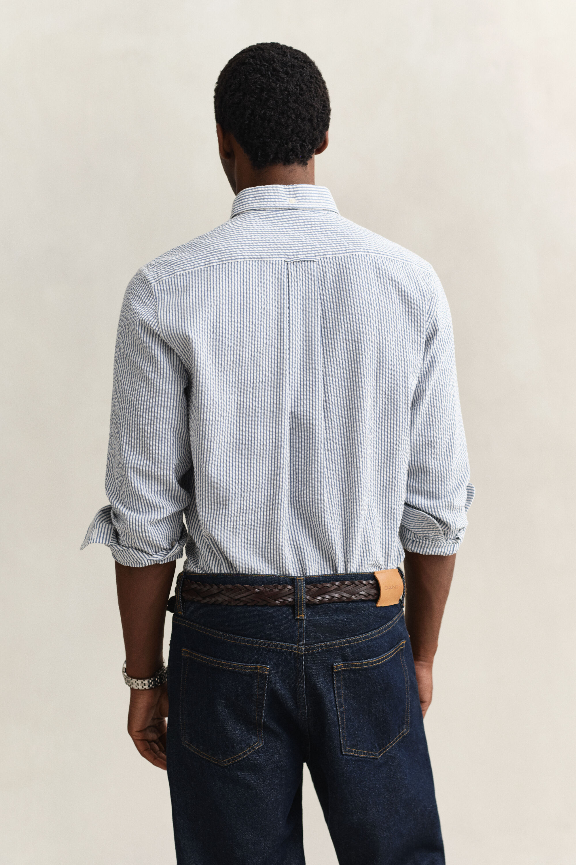 Camicia seersucker a righe regular fit