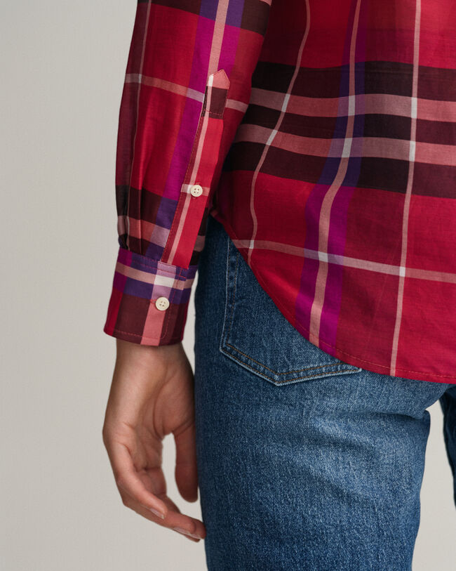 Camicia a quadri in misto cotone-seta regular fit