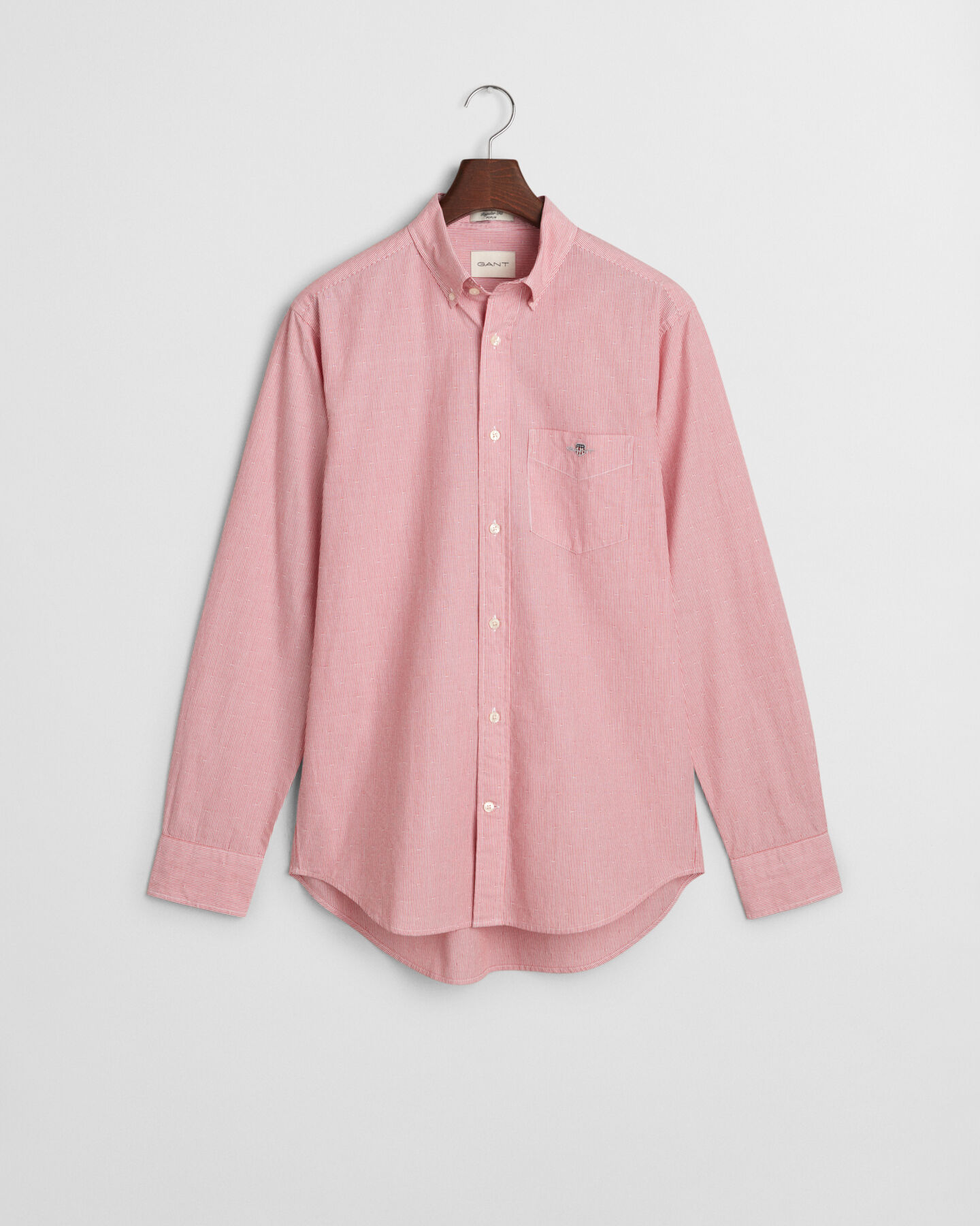 Camicia a pois in dobby a righe regular fit