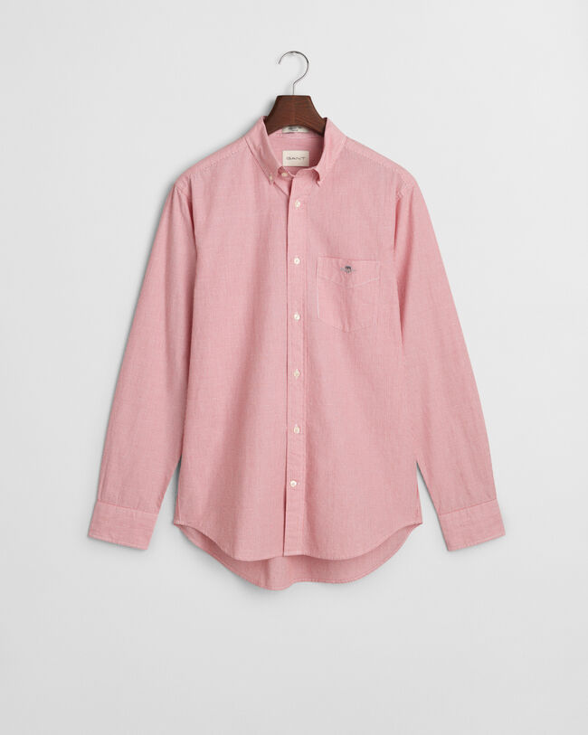 Camicia a pois in dobby a righe regular fit