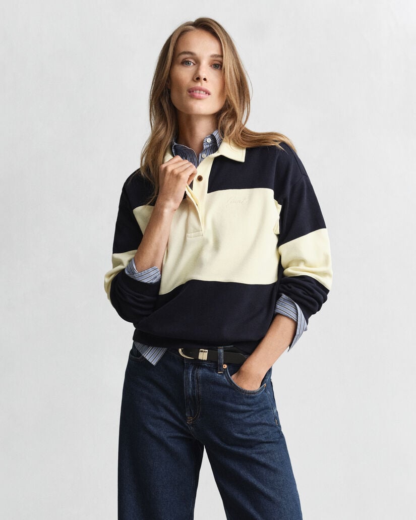 Rugger colour block in piqué a rilievo