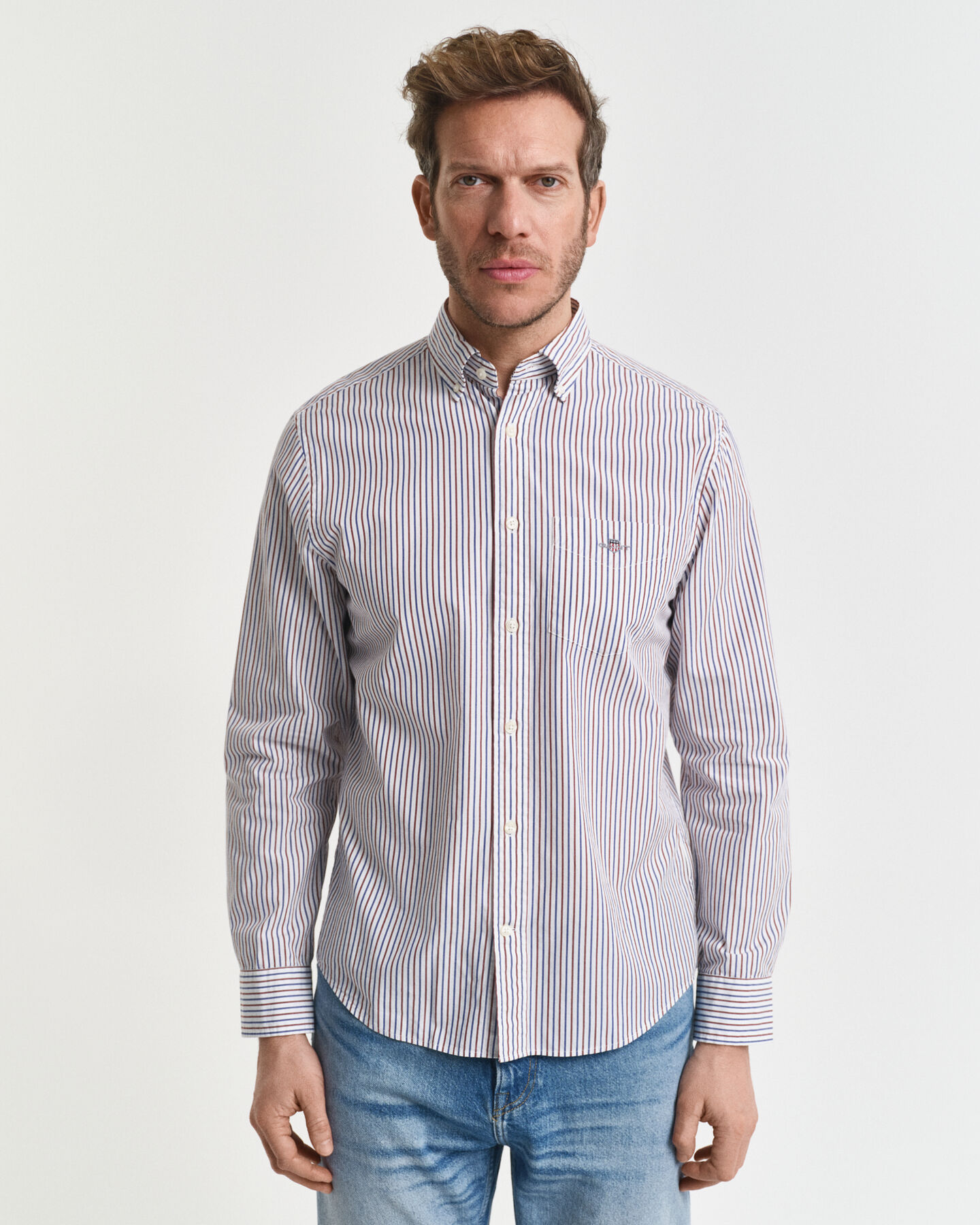 Camicia classica in popeline a righe regular fit