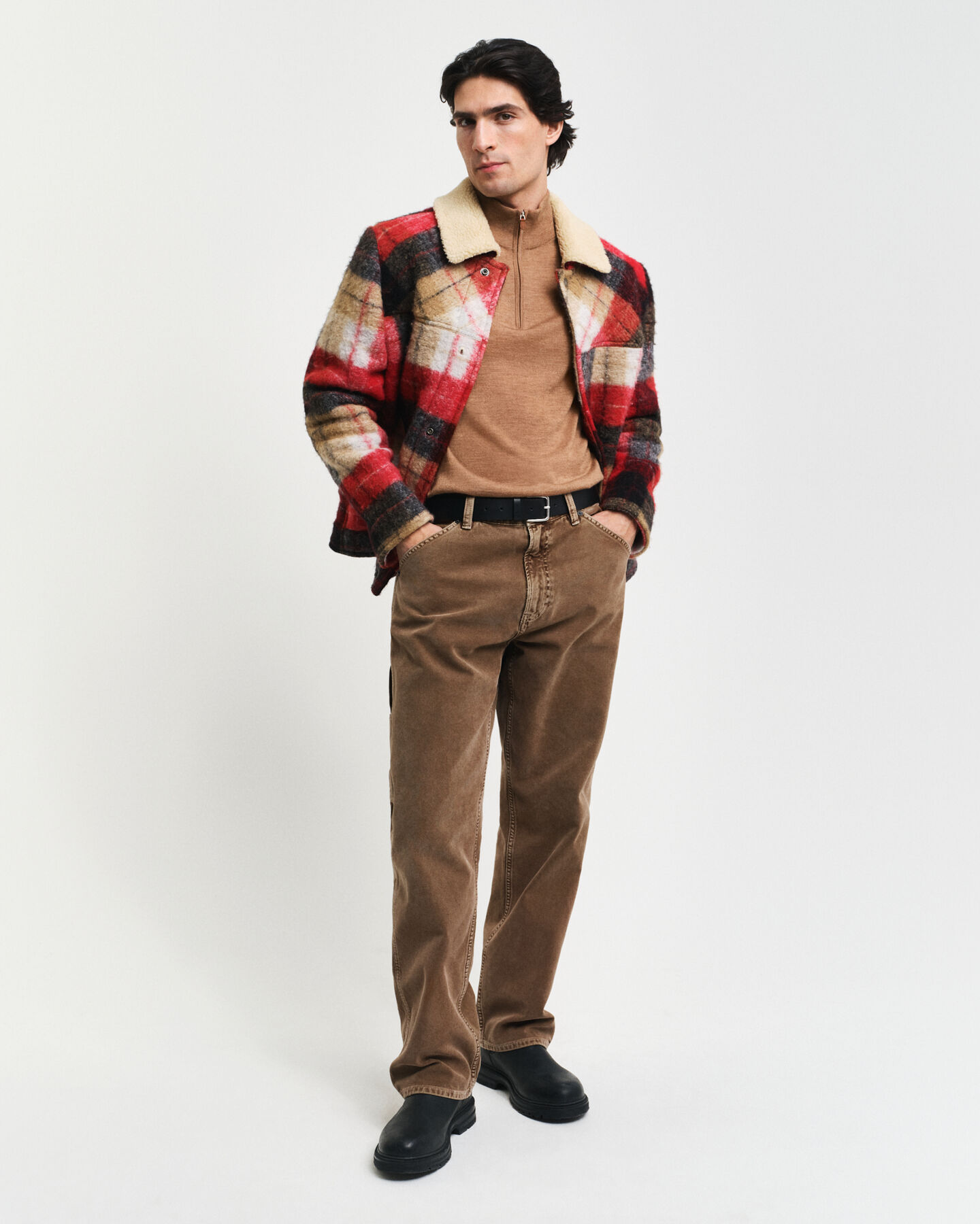 Maglia con zip corta in finissima lana merino