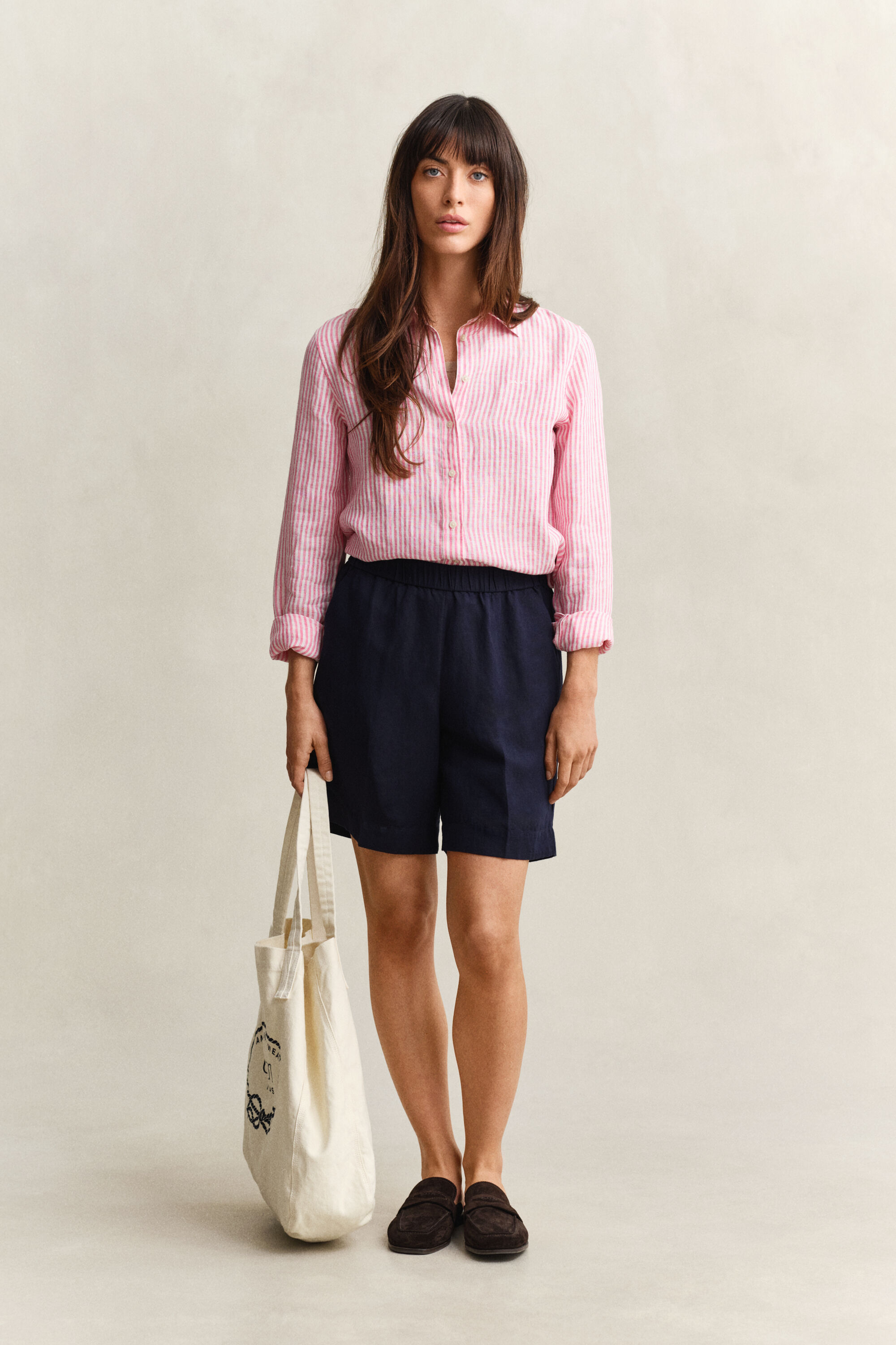 Camicia di lino a righe regular fit