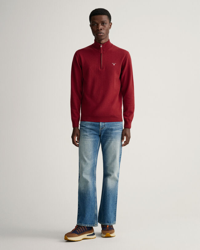 Maglia in lana d'agnello extrafine con zip corta