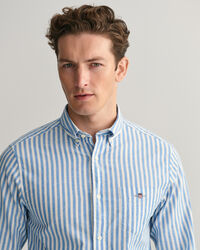 Camicia in misto cotone-lino a righe regular fit