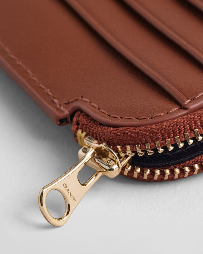 Porta carte di credito in pelle con zip