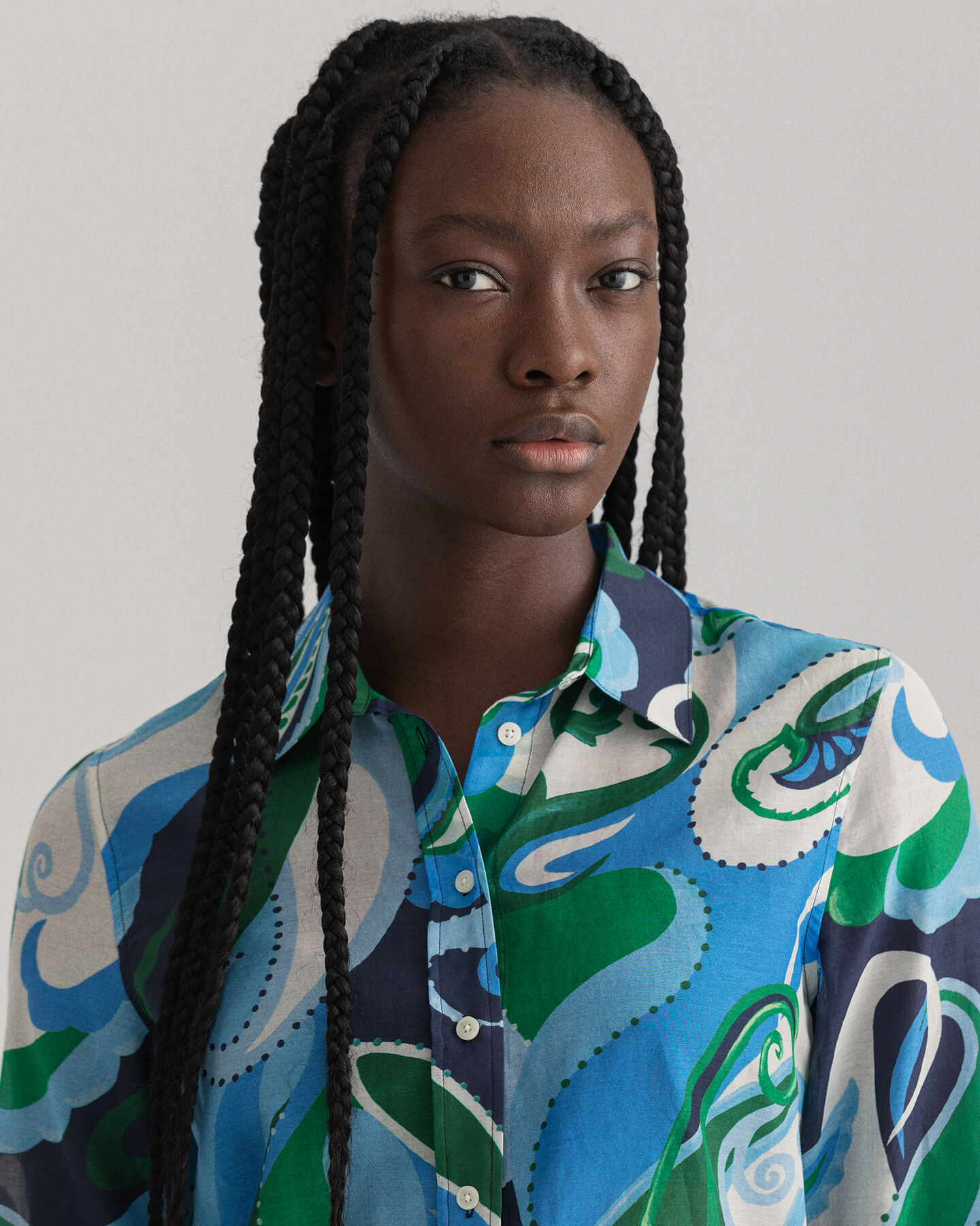 Camicia in misto cotone e seta cachemire regular fit