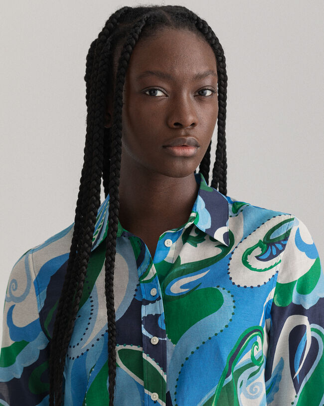 Camicia in misto cotone e seta cachemire regular fit