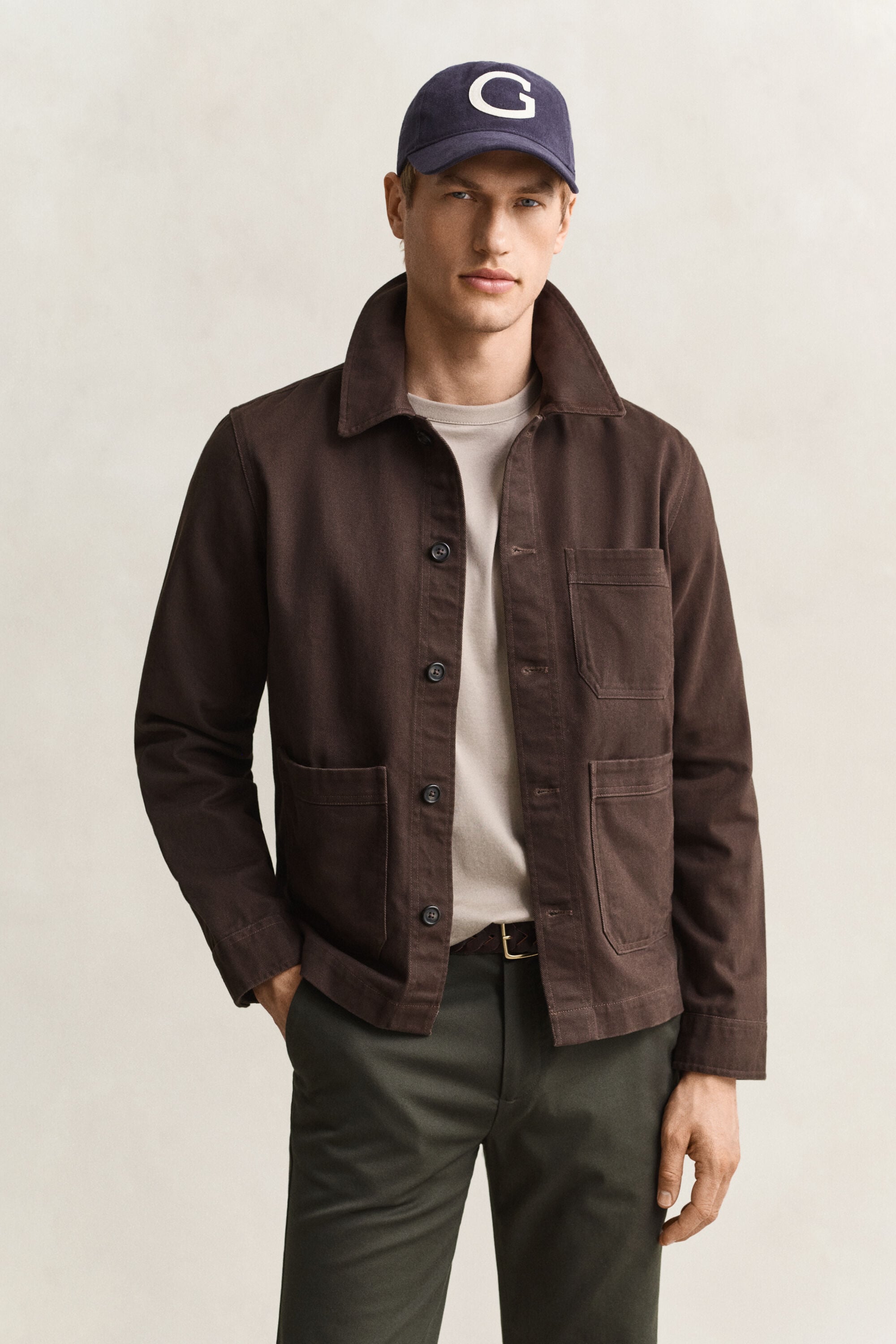 Camicia giacca in twill spazzolato