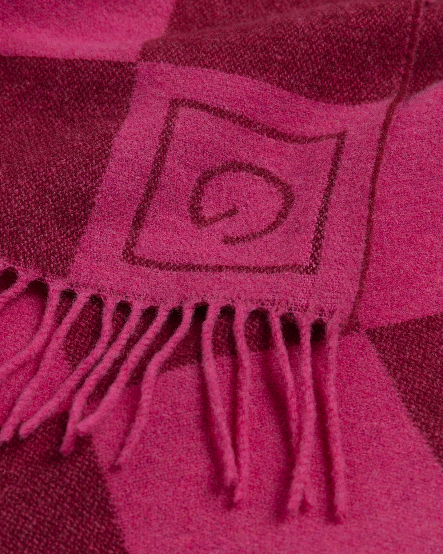 Sciarpa in lana con motivo a scacchi tono su tono