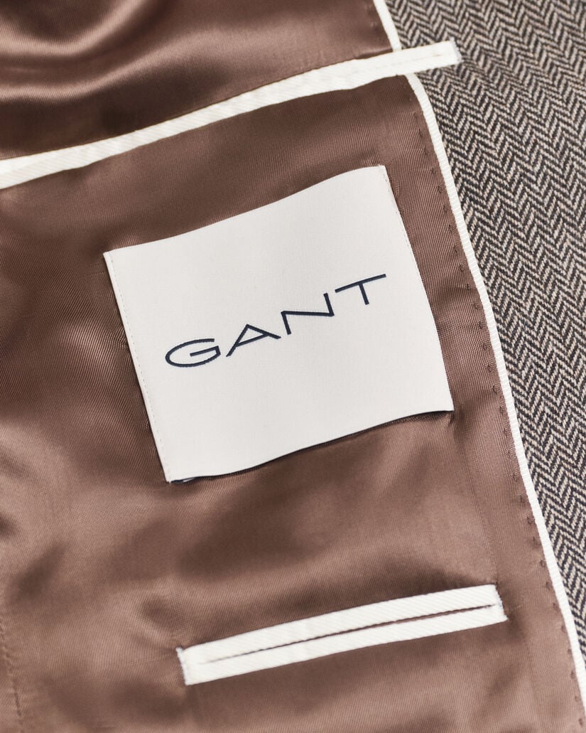 Giacca da abito con motivo a spina di pesce in flanella slim fit