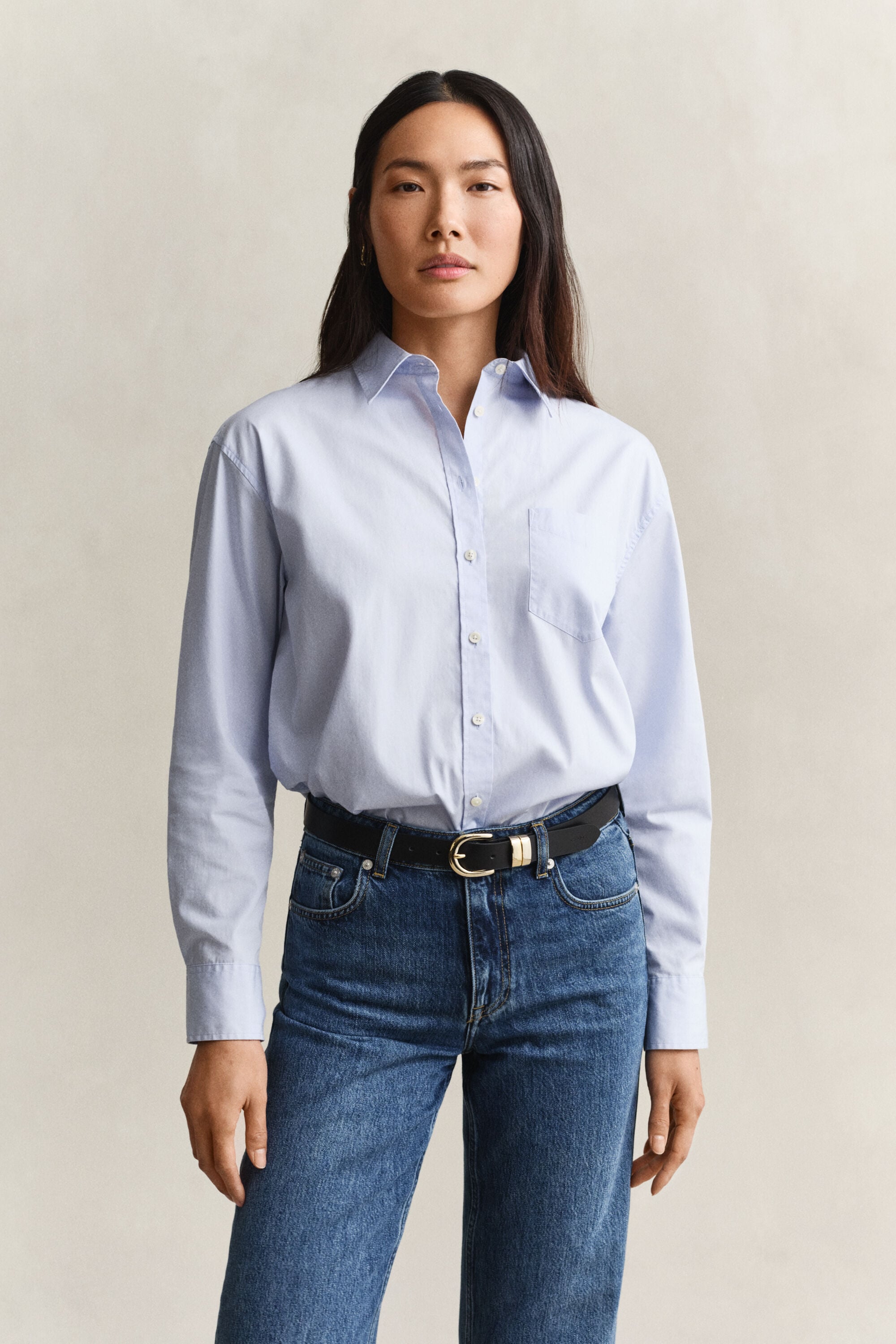 Camicia classica in popeline relaxed fit