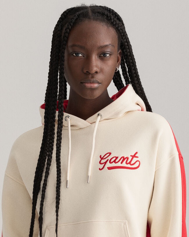 Felpa con cappuccio a blocchi di colore