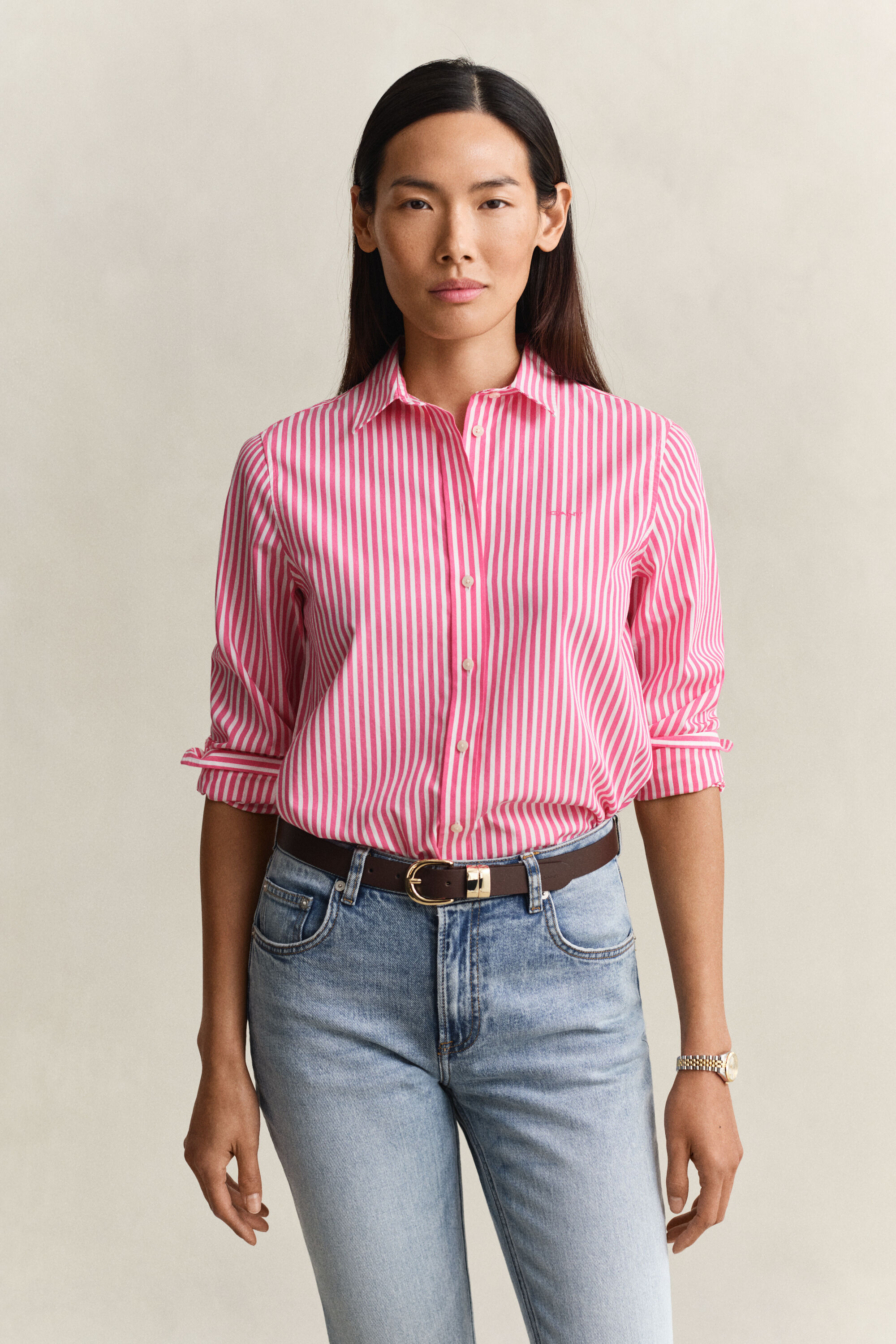 Camicia classica in popeline a righe regular fit