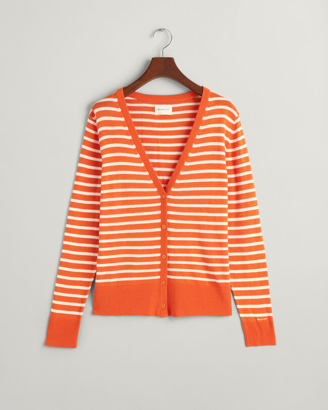 Cardigan a righe in maglia fine