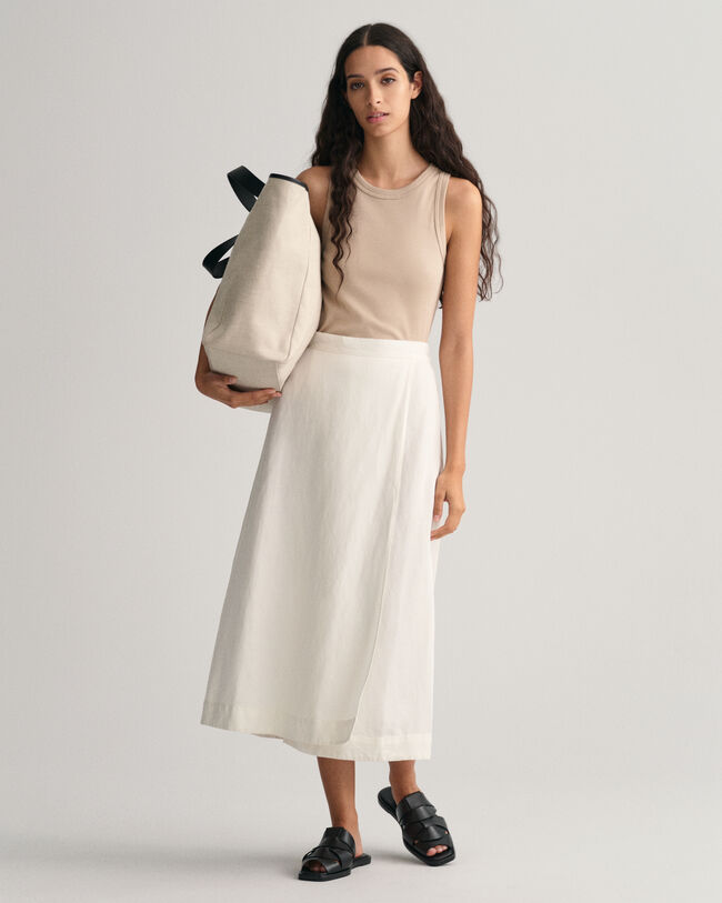 Gonna midi in lino-viscosa