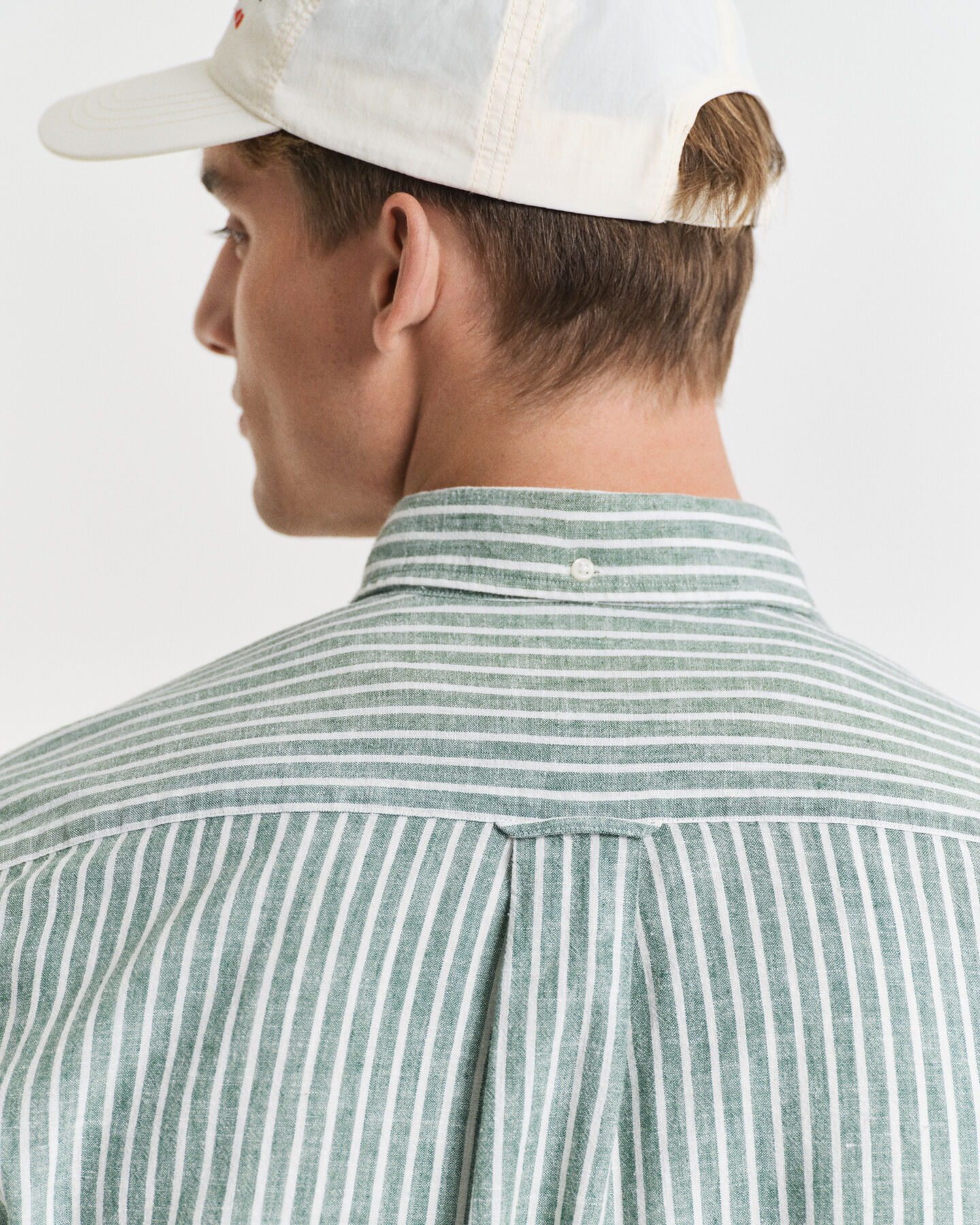 Camicia in misto cotone-lino a righe regular fit